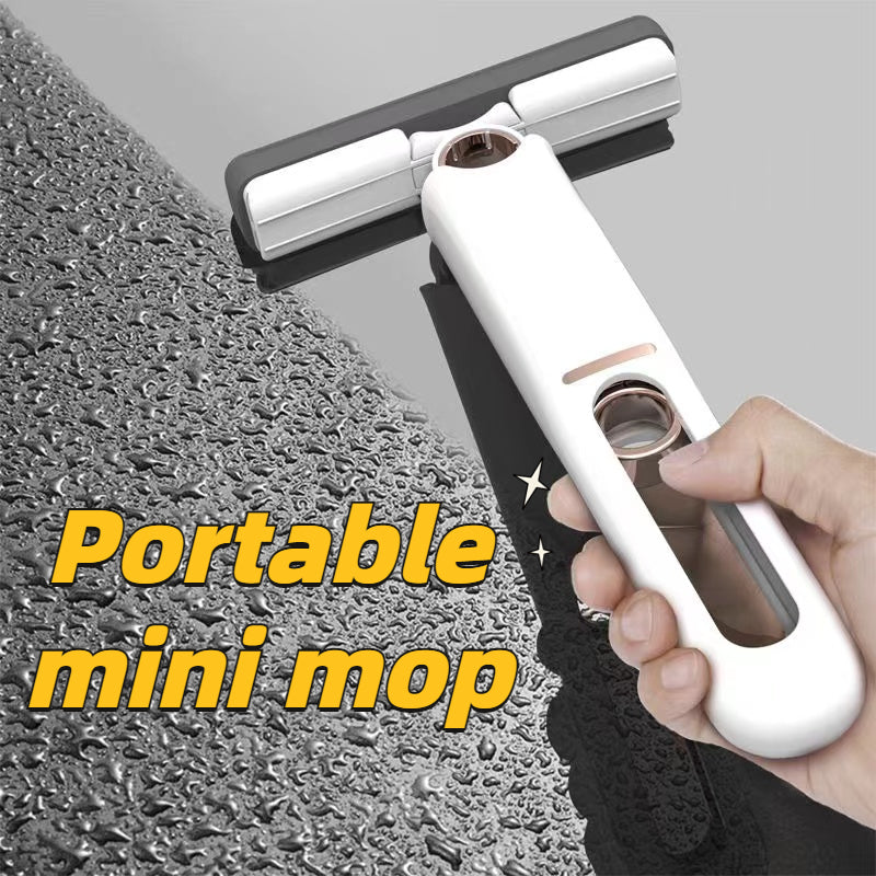 New Mini Portable Self-NSqueeze Mop Lazy No Hand Wash Strong Absorbent Mop Multifunction Handheld Squeeze Cleaning Mop Desk Window Glass Cleaner Kitchen Car Sponge Cleaning Mop Tool