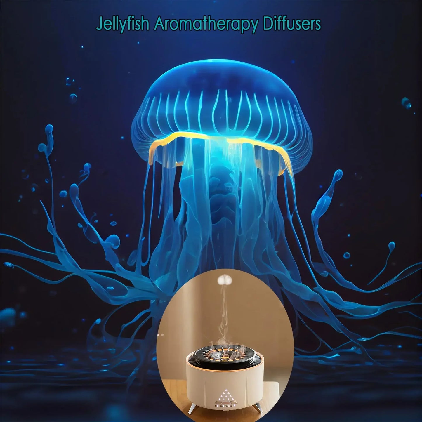 350 ml essential oil diffuser, with a spectacular jellyfish design, ideal for aromatherapy in large spaces, home and bedroom. 